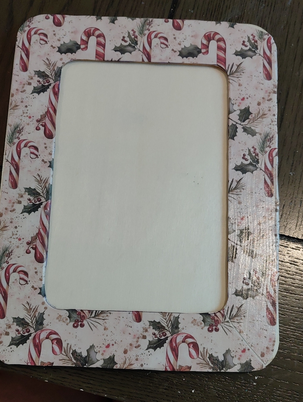 Holiday Candy Cane Decorative Photo Frame - Pink & Red